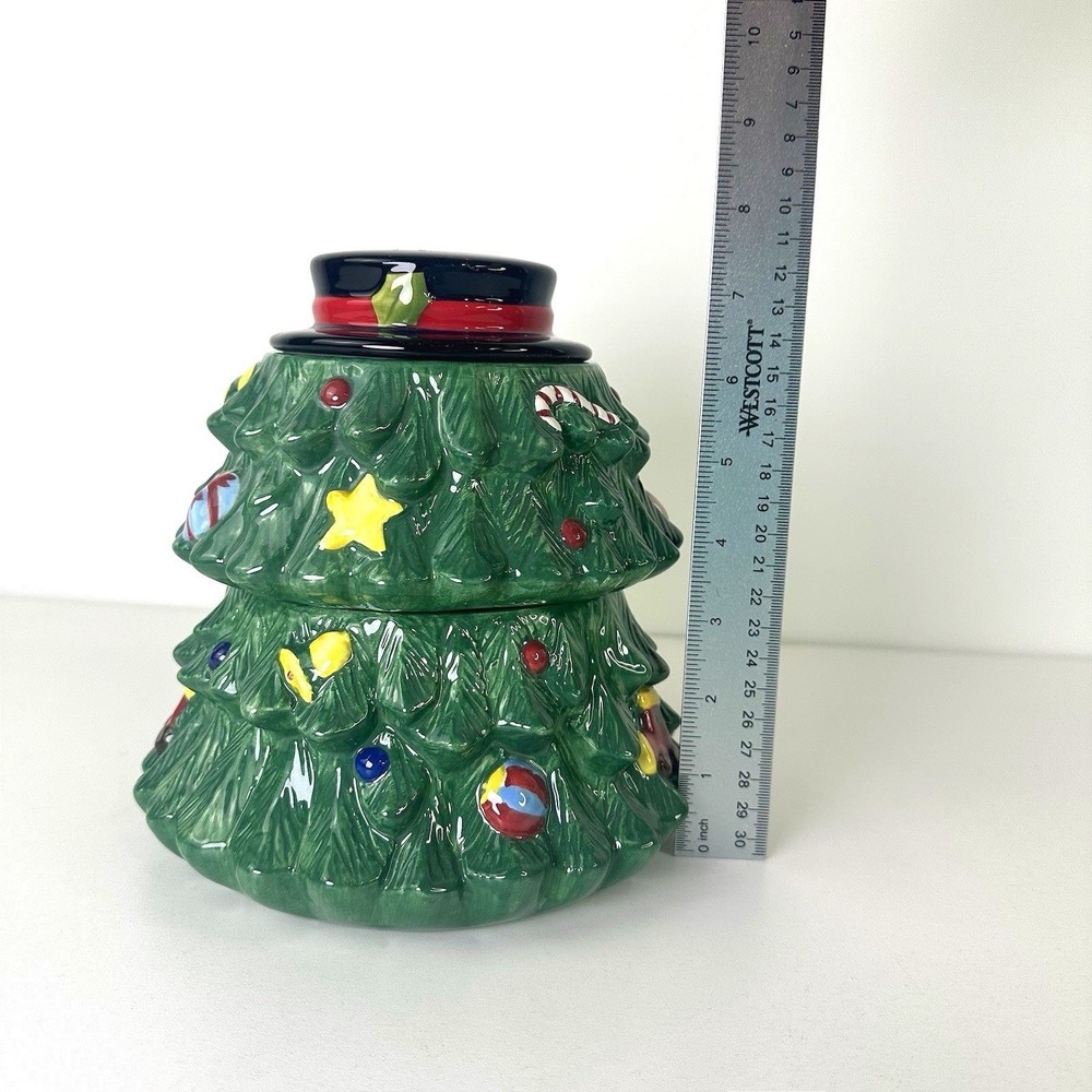 Christmas Tree Cookie Jar Candy Storage Green 3 Piece The Main Ingredients 7.5" - Picture 6 of 8